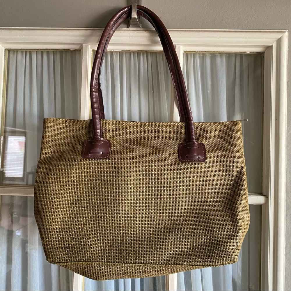 Tan BasketweaveTote Bag
